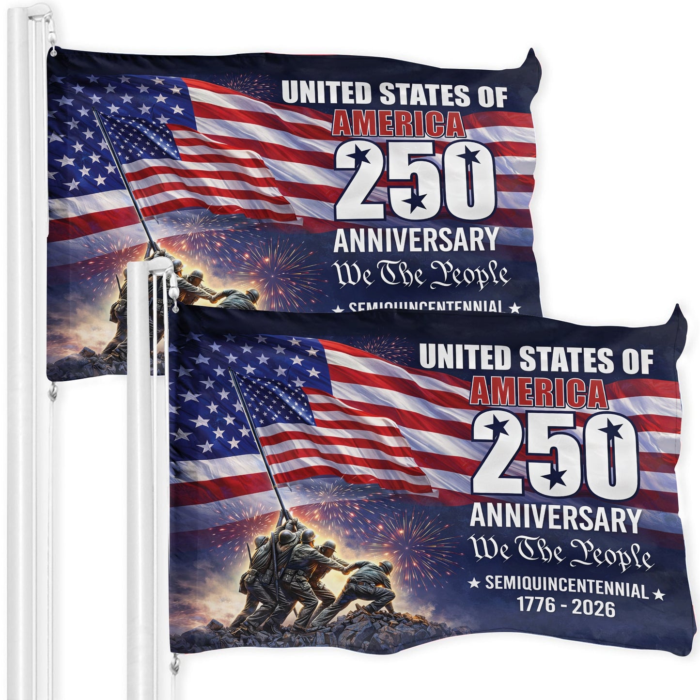Patriotic 250th Anniversary 1776 2026 United States of America Semiquincentennial Grommet Flag