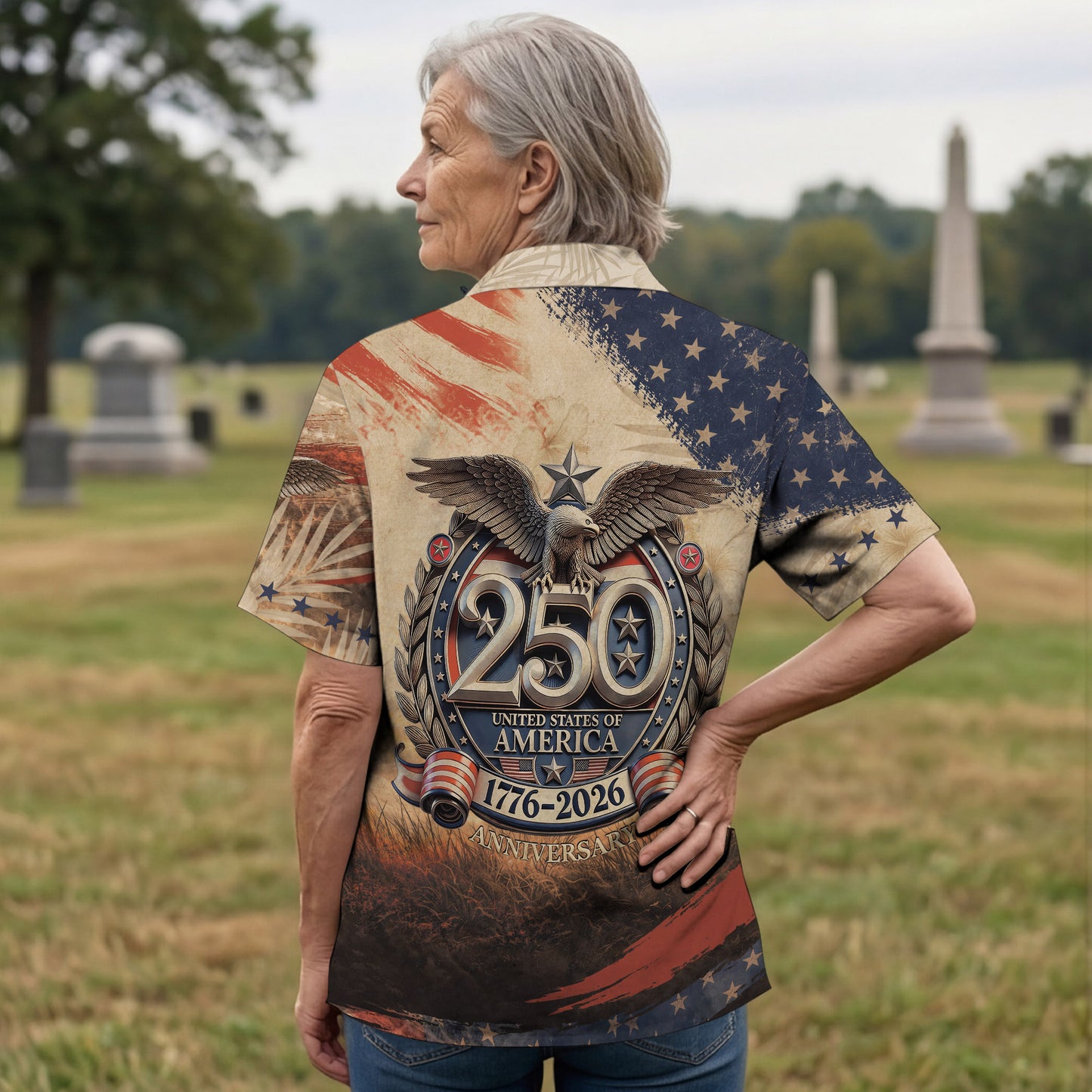 250 Years of Freedom Patriotic Hawaiian Shirt – STAND FOR THE FLAG KNELL FOR THE CROSS