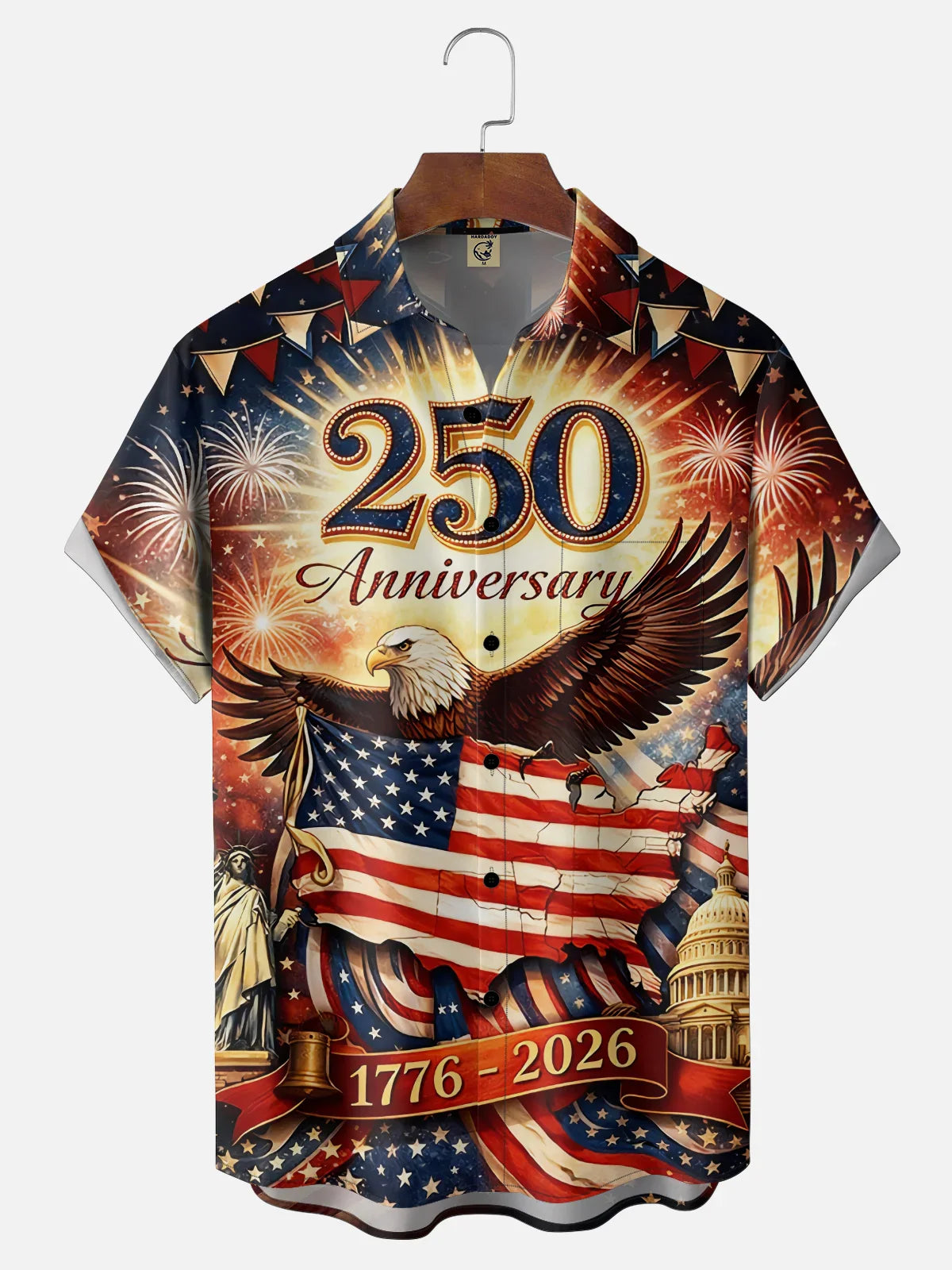 250th Anniversary Of The United States Independence Day Chest Pocket Holiday Hawaiian Shirt