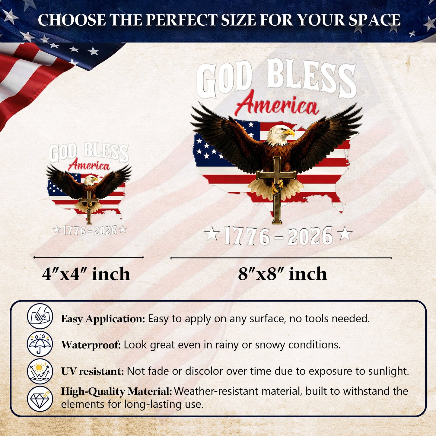 π₯ LIMITED TIME OFFER β 250th Anniversary Decal, United States Of America Eagle Patriotic