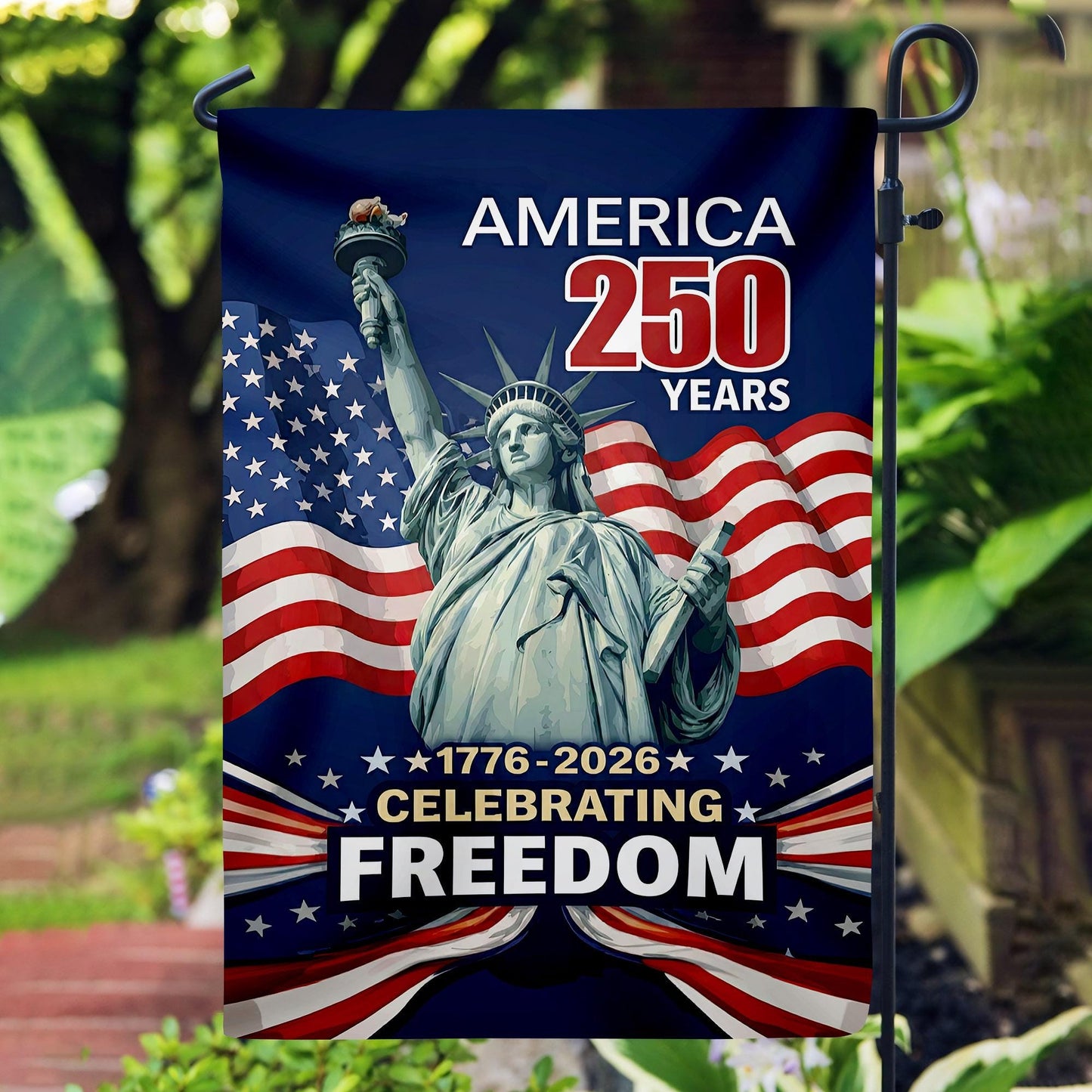 250 Years Of Freedom Garden Flag, Statue Of Liberty, 250th Anniversary of USA Banner , 4th Fourth Of July Gift, Independence Day