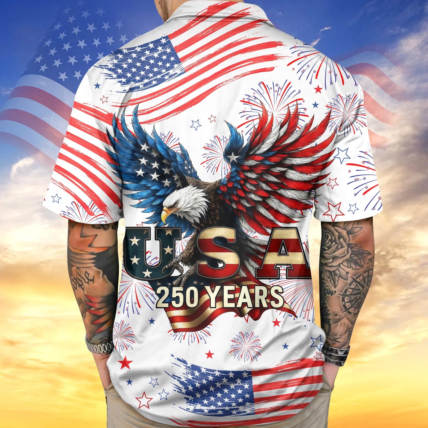 Patriotic Bald Eagle USA 250 Years Hawaii Shirt