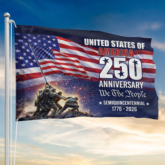 Patriotic 250th Anniversary 1776 2026 United States of America Semiquincentennial Grommet Flag