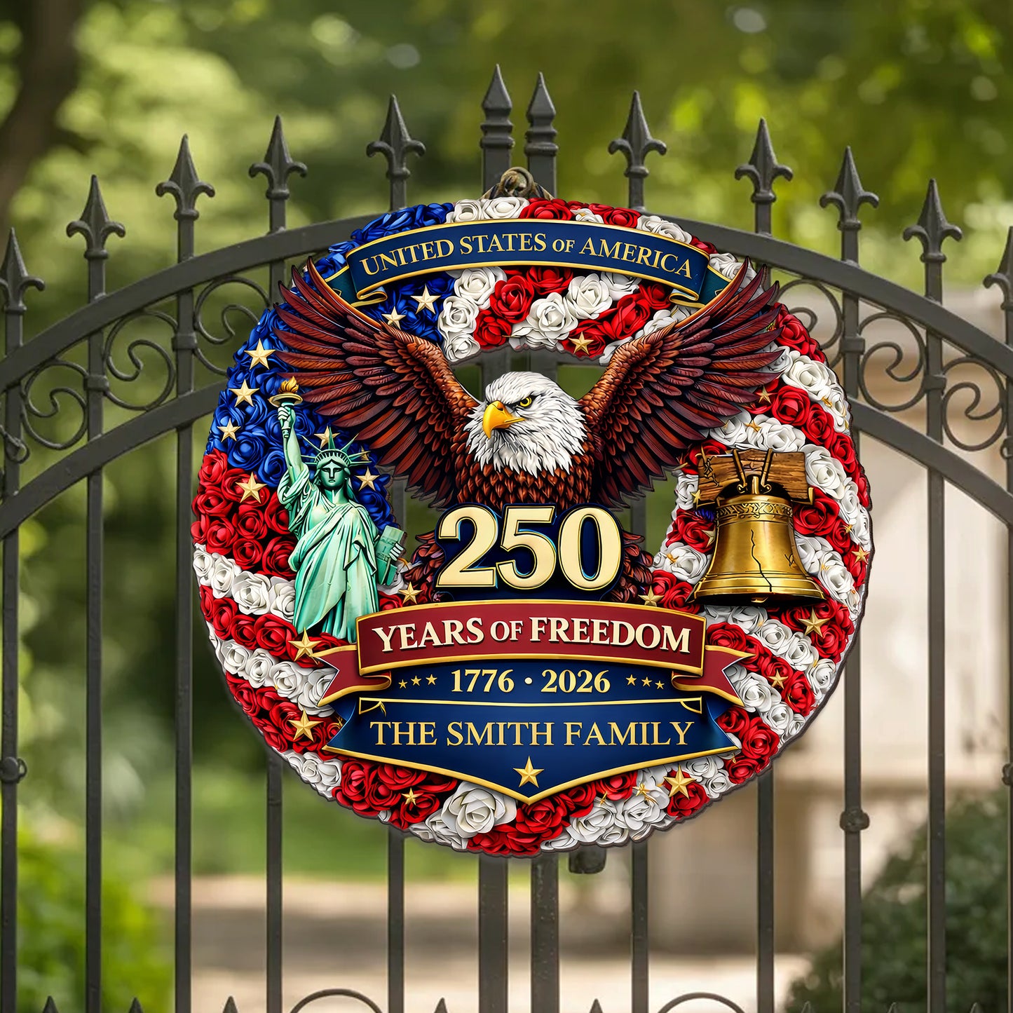 Custom Wood Sign - Personalized America 250th Anniversary Gifts For Mom, Dad, Brother, Sister, Kids - Proud Hearts Rise Together