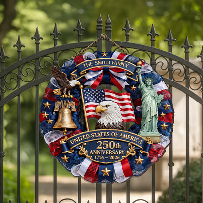 Custom Family Name Wood Sign – America 250th Gifts for Family – Forever United 🇺🇸