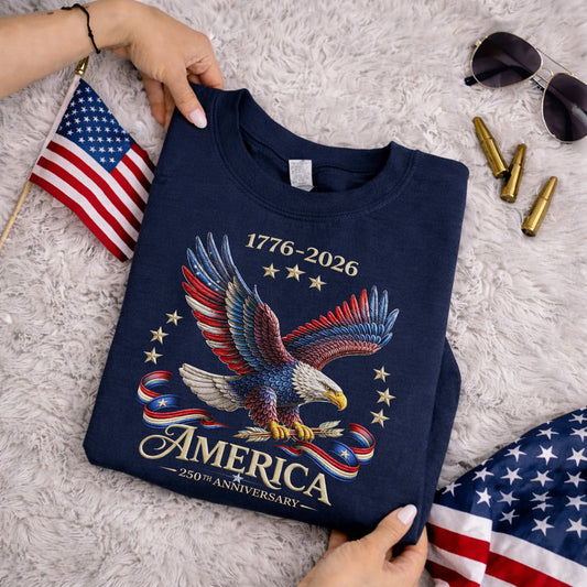 250th Anniversary America Patriotic T-Shirt, Bald Eagle American Flag