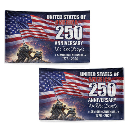 Patriotic 250th Anniversary 1776 2026 United States of America Semiquincentennial Grommet Flag