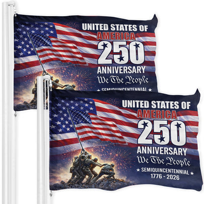 Patriotic 250th Anniversary 1776 2026 United States of America Semiquincentennial Grommet Flag