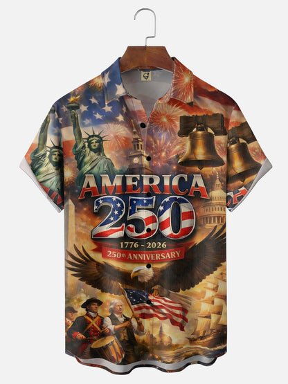 250th Anniversary Of The United States Independence Day Chest Pocket Holiday Hawaiian Shirt