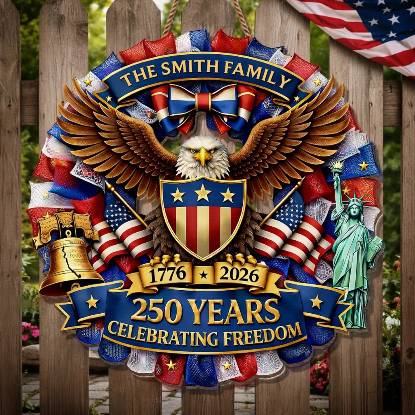 Custom Wood Sign - Personalized America 250th Anniversary Gifts For Mom, Dad, Brother, Sister, Kids - Proud Of Our Shared Story