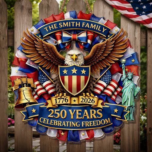 Custom Wood Sign - Personalized America 250th Anniversary Gifts For Mom, Dad, Brother, Sister, Kids - Proud Of Our Shared Story