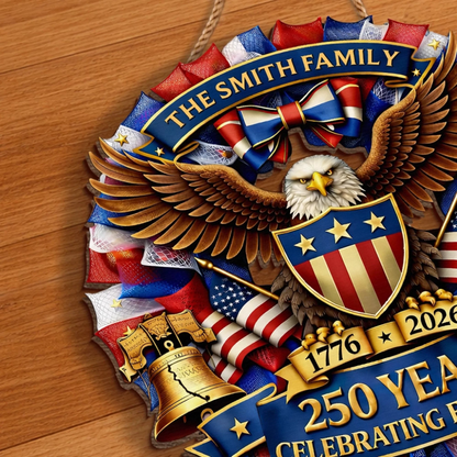 Custom Wood Sign - Personalized America 250th Anniversary Gifts For Mom, Dad, Brother, Sister, Kids - Proud Of Our Shared Story