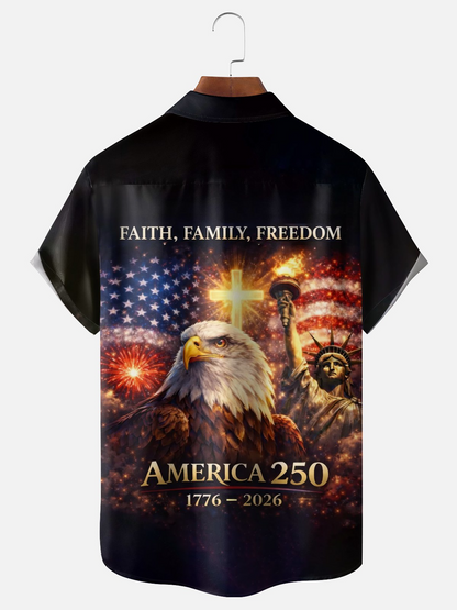 250th Anniversary Of The United States Independence Day Chest Pocket Holiday Hawaiian Shirt