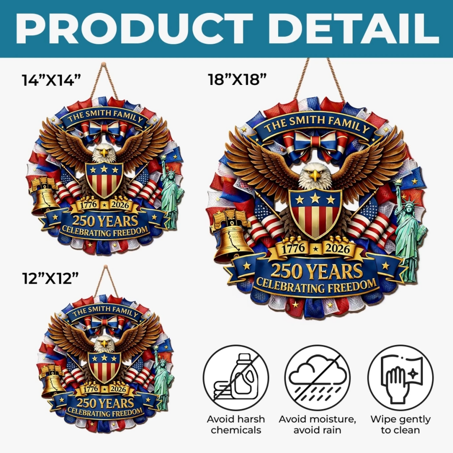 Custom Wood Sign - Personalized America 250th Anniversary Gifts For Mom, Dad, Brother, Sister, Kids - Proud Of Our Shared Story