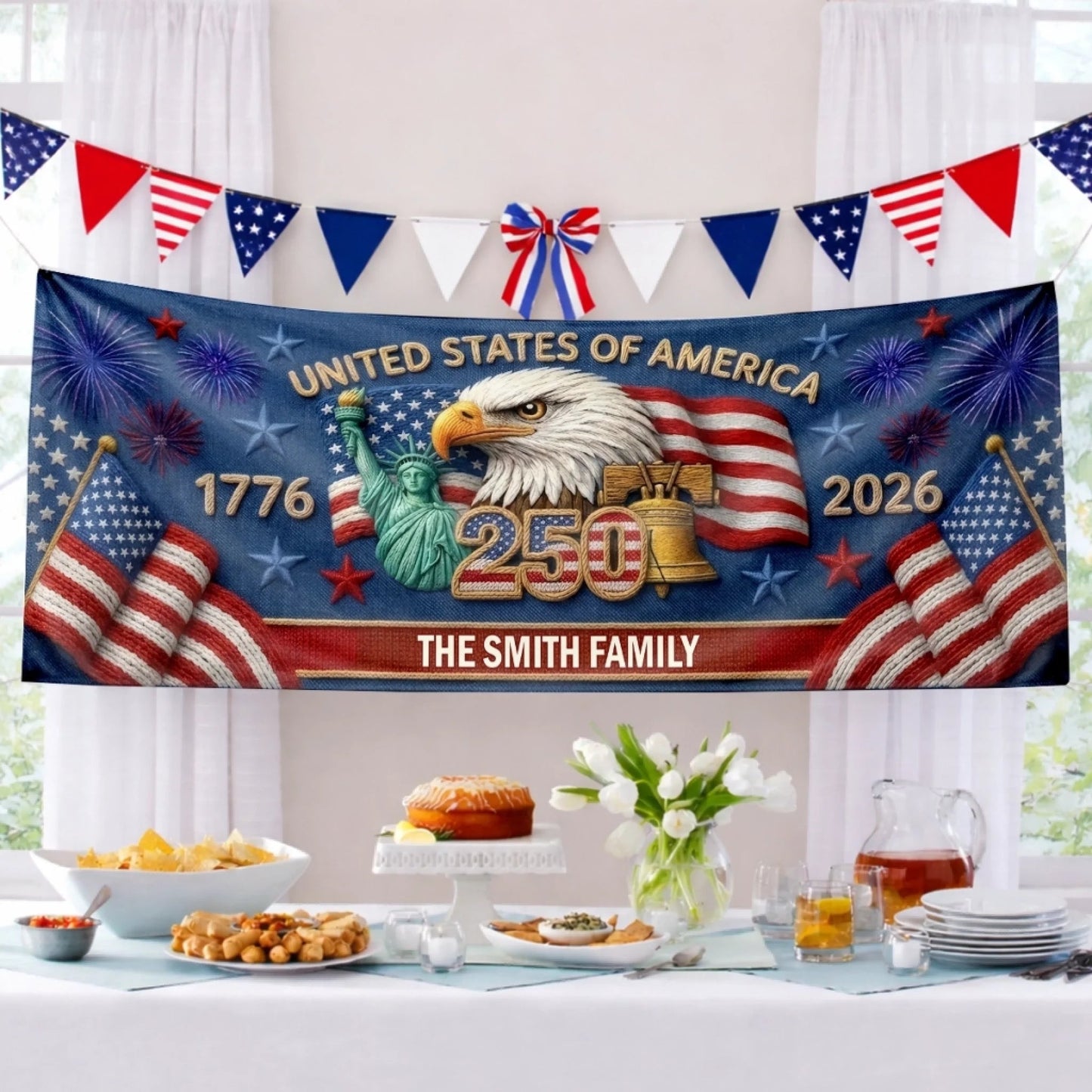 Custom Outdoor Banner – Personalized America 250th Gifts for Family