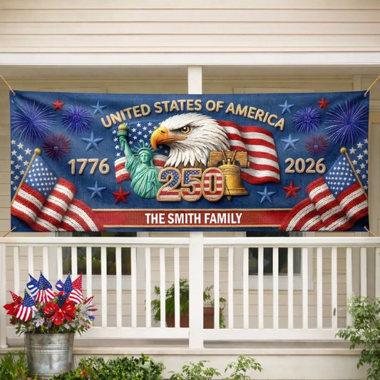 Custom Outdoor Banner – Personalized America 250th Gifts for Family