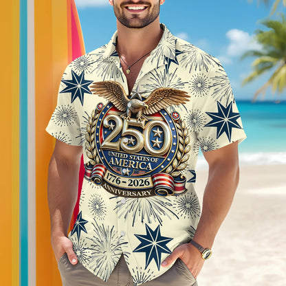 250th Anniversary Of The United States Independence Day Chest Pocket Holiday Hawaiian Shirt