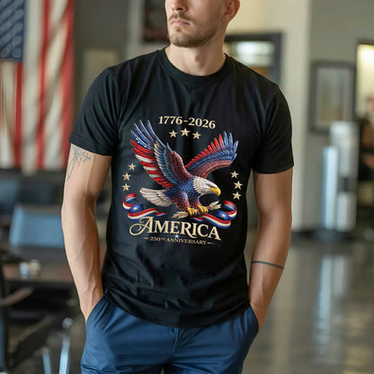 250th Anniversary America Patriotic T-Shirt, Bald Eagle American Flag