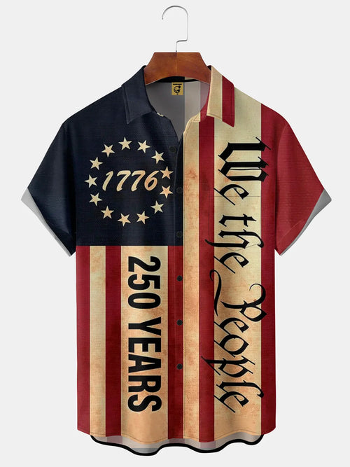 250th Anniversary Of The United States Independence Day Chest Pocket Holiday Hawaiian Shirt