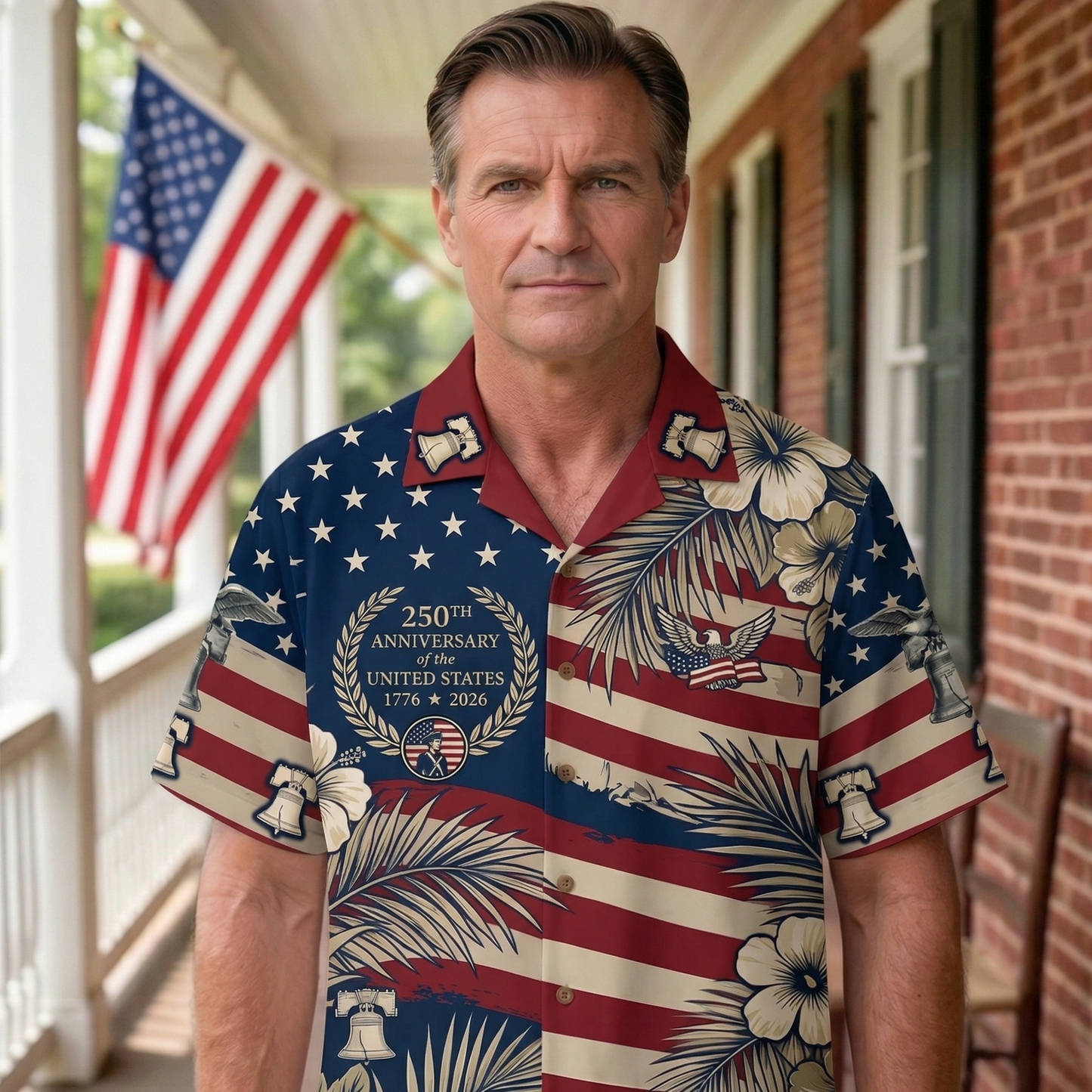 Personalized 250 Years of America Hawaiian Shirt, Custom Name Descendant of a Patriot, Luke Stansbury 1758-1848 Tee