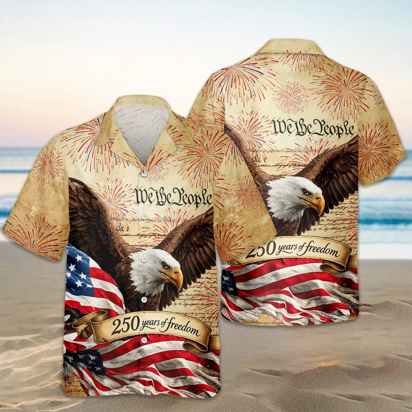 We The People 250 Years of Freedom Hawaiian Shirt – American Flag Patriotic