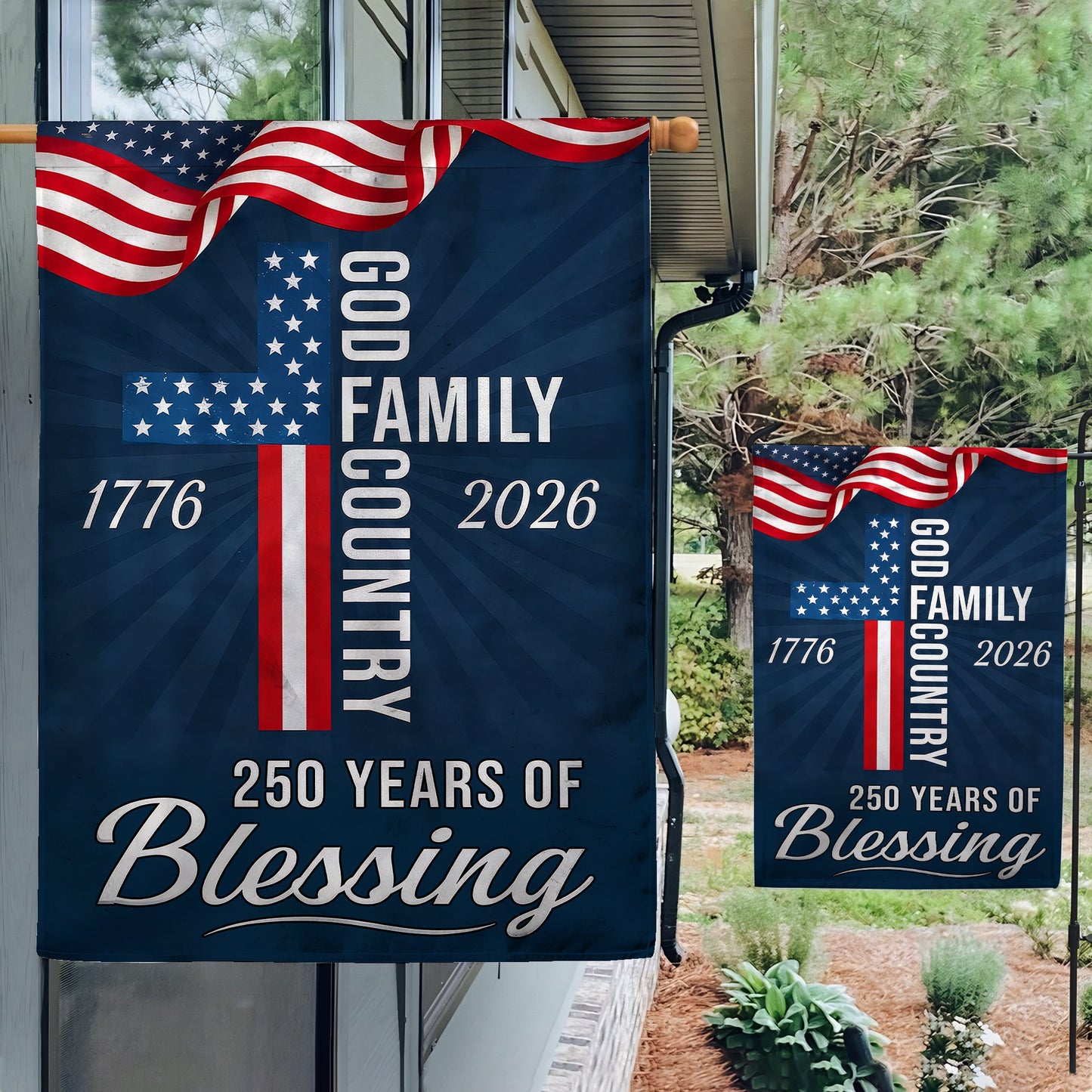 American Patriotic Flag, 250 Years of Blessing God 1776 2026 Flag