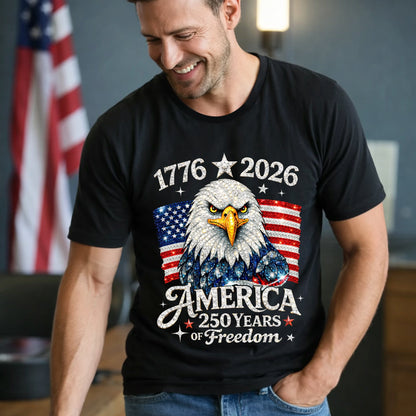 Faux Rhinestone Mosaic Sparkle 250 Years Of Freedom Png, Retro America Coquette Christian Png, Preppy Eagle July
