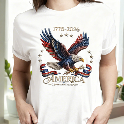 250th Anniversary America Patriotic T-Shirt, Bald Eagle American Flag