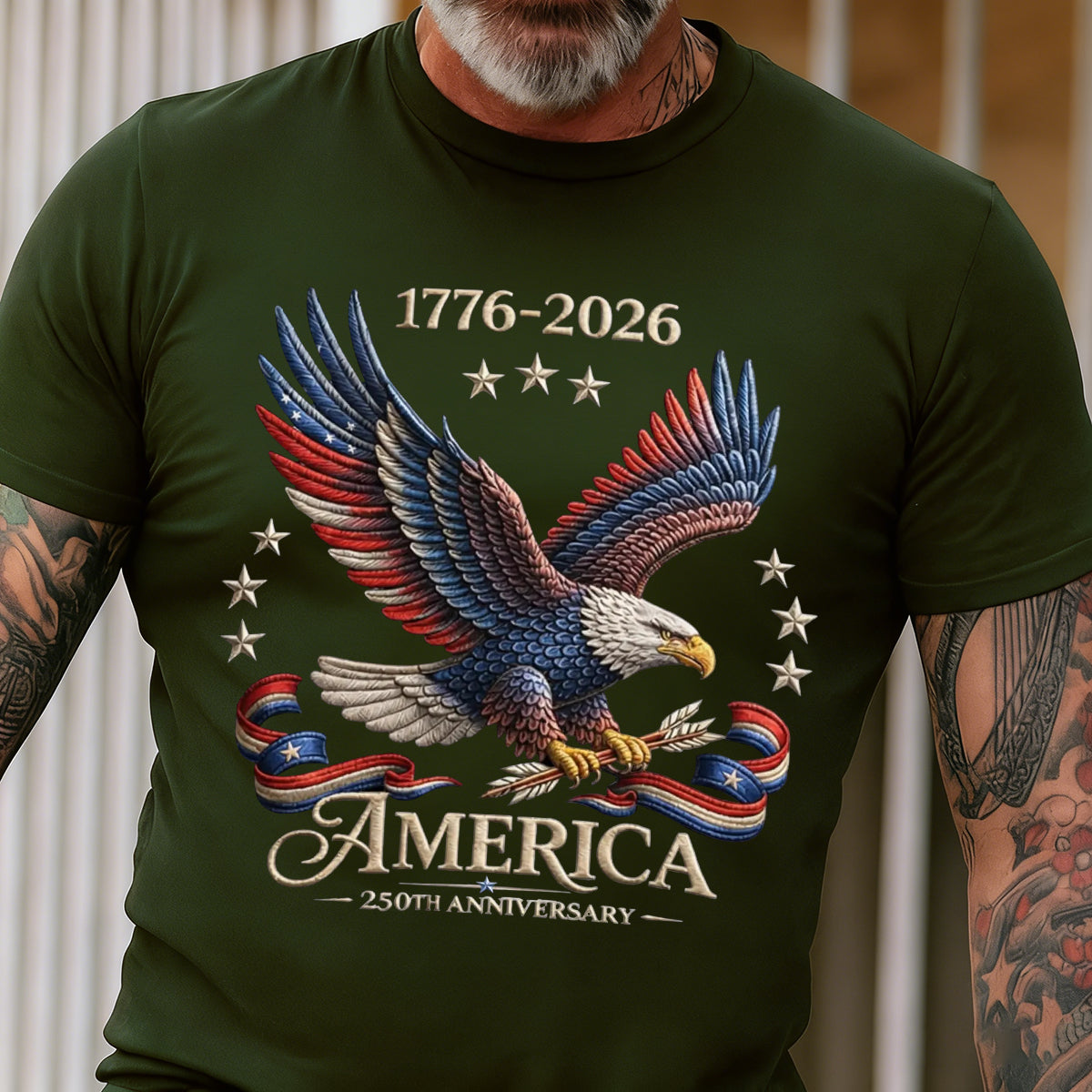 250th Anniversary America Patriotic T-Shirt, Bald Eagle American Flag