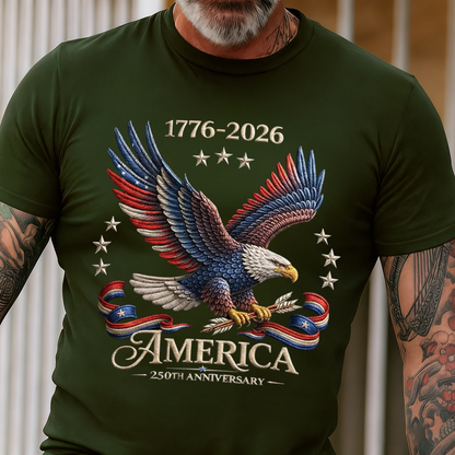 250th Anniversary America Patriotic T-Shirt, Bald Eagle American Flag