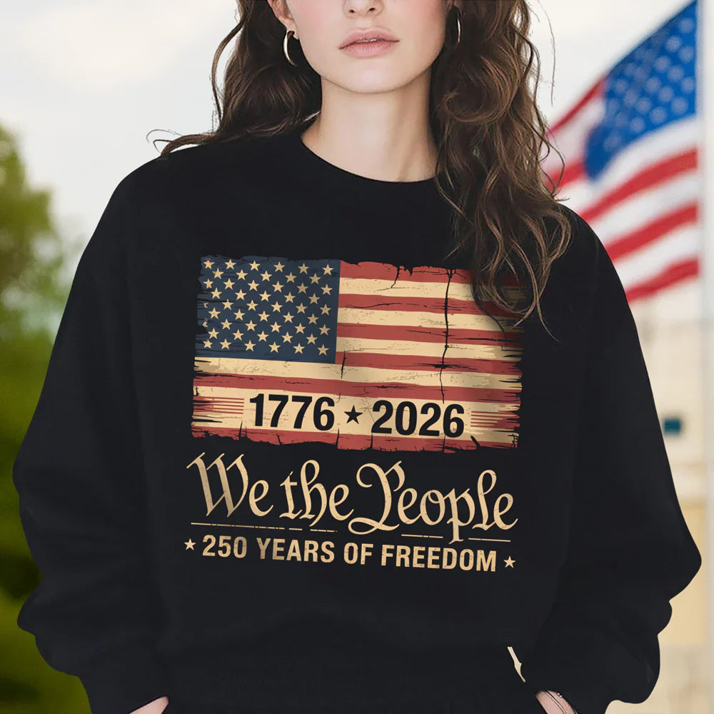 America 250th Birthday US Flag 250 Years We The People Dark Shirt