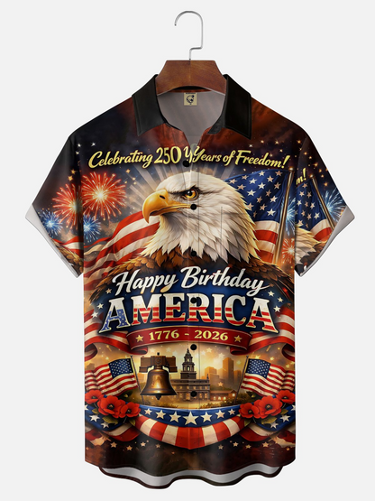 250th Anniversary Of The United States Independence Day Chest Pocket Holiday Hawaiian Shirt