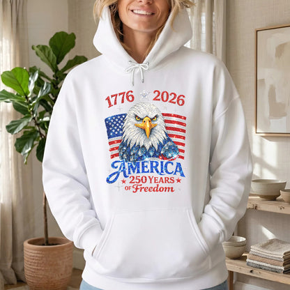 Faux Rhinestone Mosaic Sparkle 250 Years Of Freedom Png, Retro America Coquette Christian Png, Preppy Eagle July