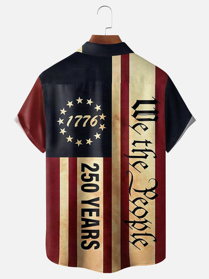 250th Anniversary Of The United States Independence Day Chest Pocket Holiday Hawaiian Shirt