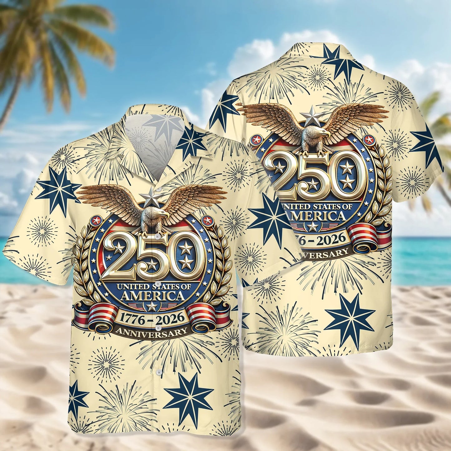250th Anniversary Of The United States Independence Day Chest Pocket Holiday Hawaiian Shirt