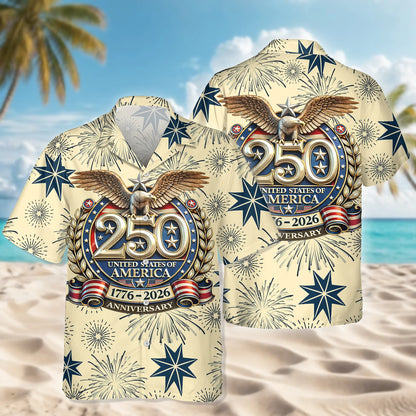 250th Anniversary Of The United States Independence Day Chest Pocket Holiday Hawaiian Shirt