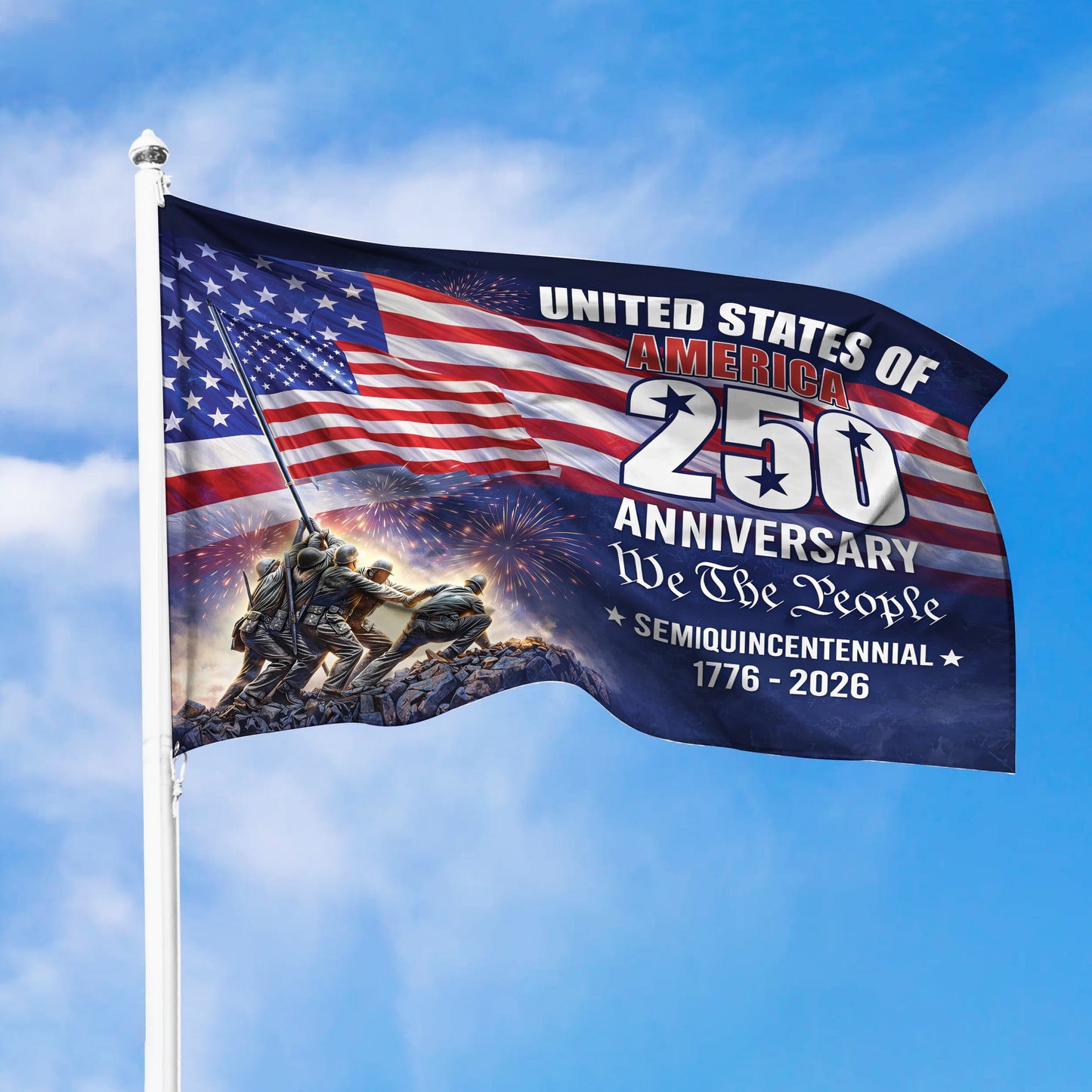 Patriotic 250th Anniversary 1776 2026 United States of America Semiquincentennial Grommet Flag