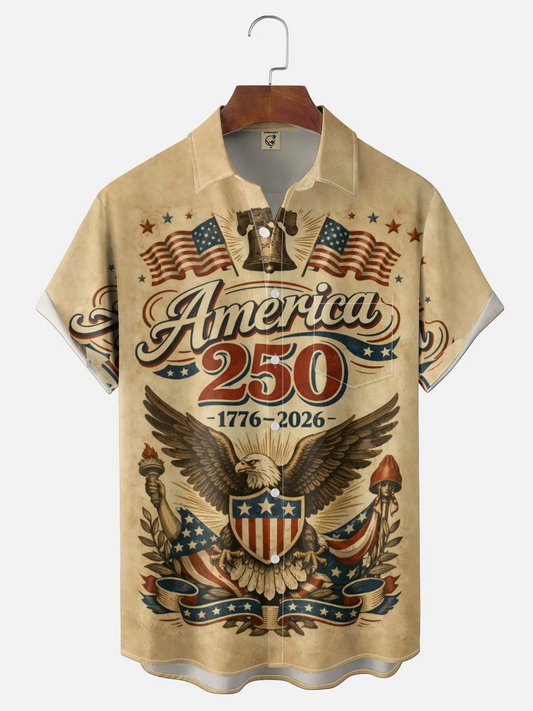 250th Anniversary Of The United States Independence Day Chest Pocket Holiday Hawaiian Shirt
