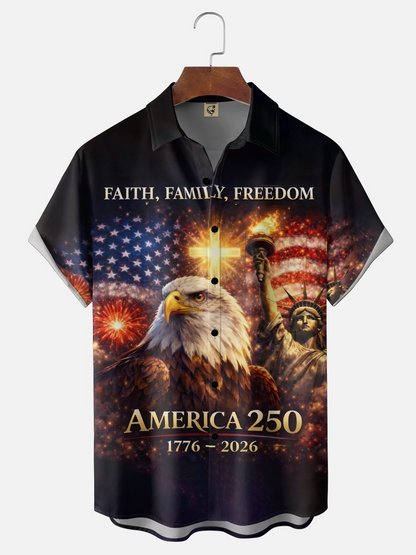 250th Anniversary Of The United States Independence Day Chest Pocket Holiday Hawaiian Shirt