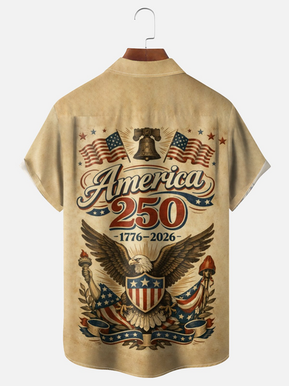 250th Anniversary Of The United States Independence Day Chest Pocket Holiday Hawaiian Shirt