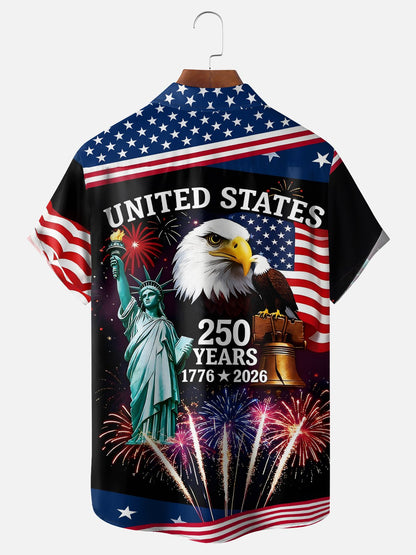 250th Anniversary Of The United States Independence Day Chest Pocket Holiday Hawaiian Shirt