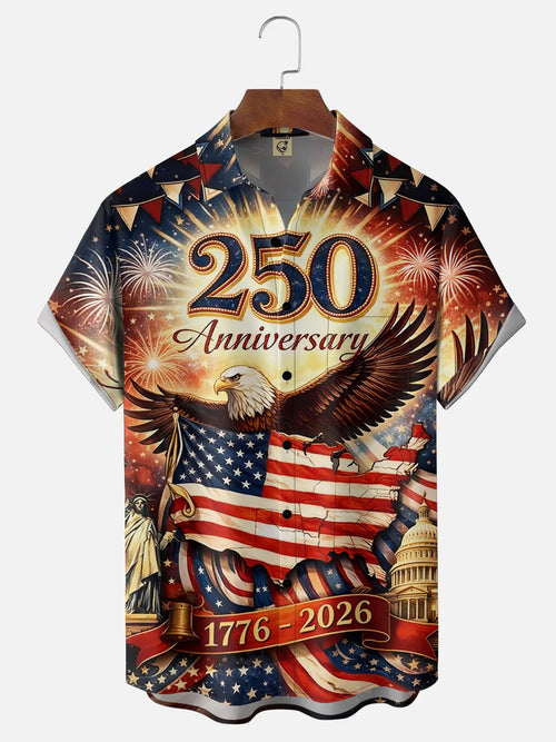 250th Anniversary Of The United States Independence Day Chest Pocket Holiday Hawaiian Shirt