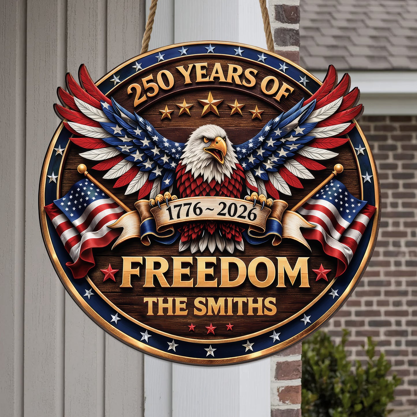 Custom Wood Sign - Personalized America 250th Anniversary Gifts For Mom, Dad, Brother, Sister, Kids - Proud Of Our Shared Story