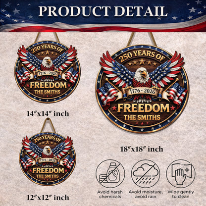 Custom Wood Sign - Personalized America 250th Anniversary Gifts For Mom, Dad, Brother, Sister, Kids - Proud Of Our Shared Story