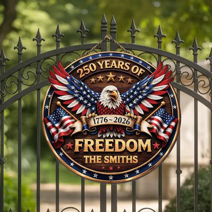 Custom Wood Sign - Personalized America 250th Anniversary Gifts For Mom, Dad, Brother, Sister, Kids - Proud Of Our Shared Story