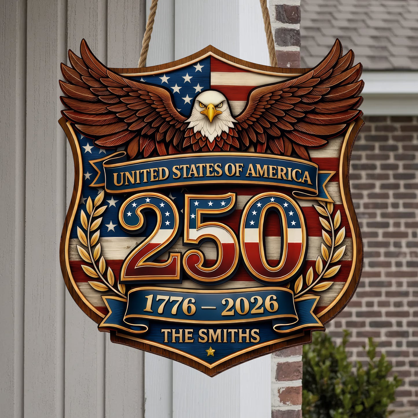 Custom Wood Sign - Personalized America 250th Anniversary Gifts For Mom, Dad, Brother, Sister, Kids
