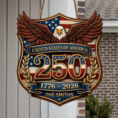 Custom Wood Sign - Personalized America 250th Anniversary Gifts For Mom, Dad, Brother, Sister, Kids