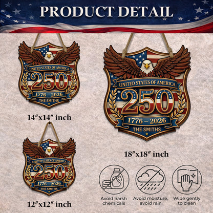 Custom Wood Sign - Personalized America 250th Anniversary Gifts For Mom, Dad, Brother, Sister, Kids