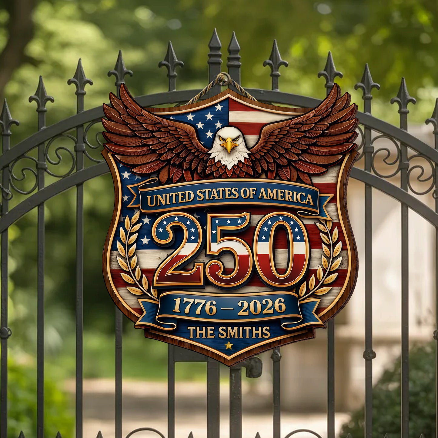 Custom Wood Sign - Personalized America 250th Anniversary Gifts For Mom, Dad, Brother, Sister, Kids