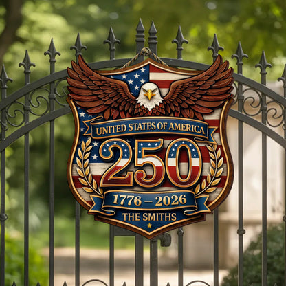 Custom Wood Sign - Personalized America 250th Anniversary Gifts For Mom, Dad, Brother, Sister, Kids